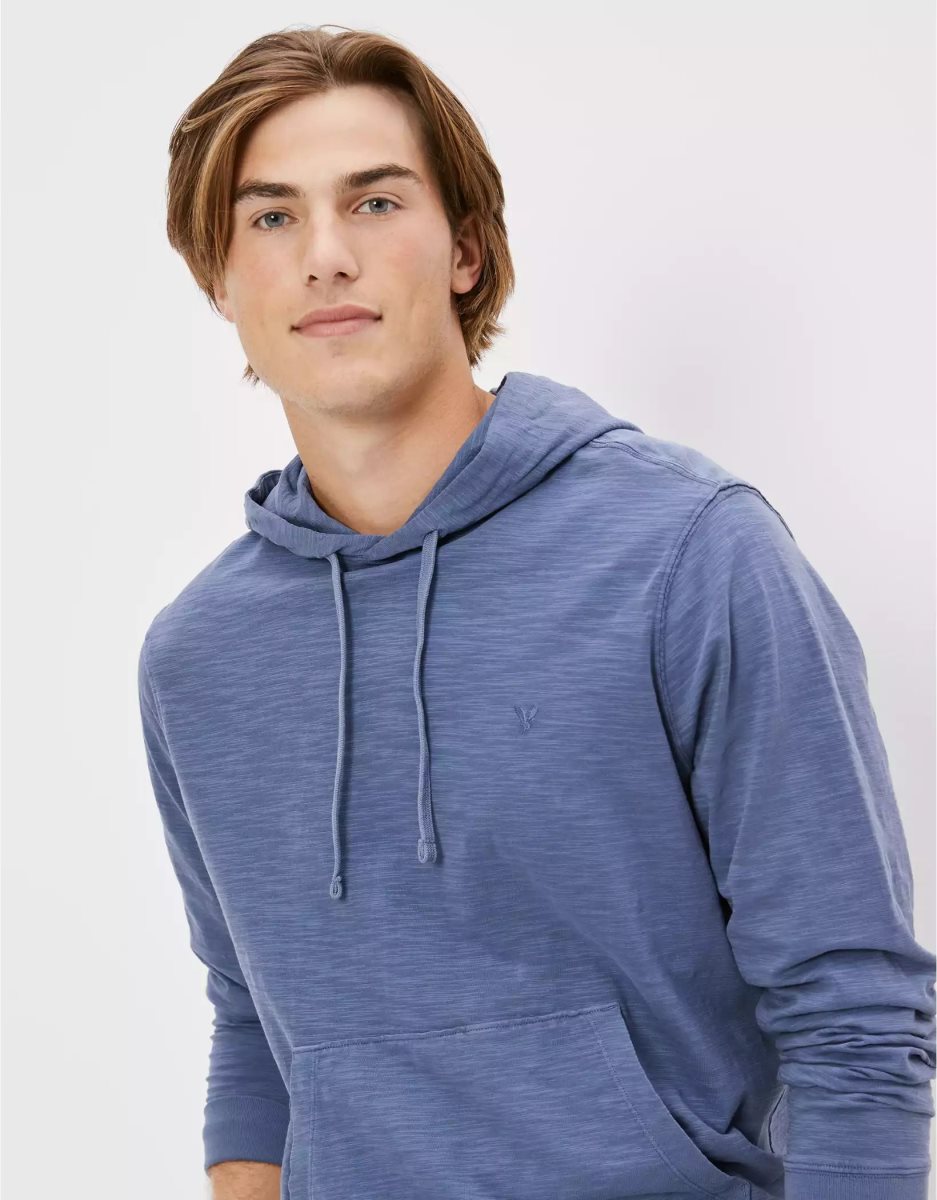 Sweat à Capuche American Eagle AE Super Soft Bleu Homme | MPH-08694928